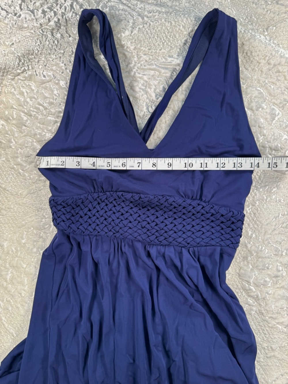 Maeve Anthropologie YUMA Navy V-Neck Dress with Braided Waist Detail - Picture 5 of 6